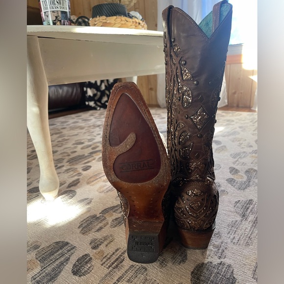 Corral Tall Brown Onix Glitter Inlay Boots - Picture 3 of 7